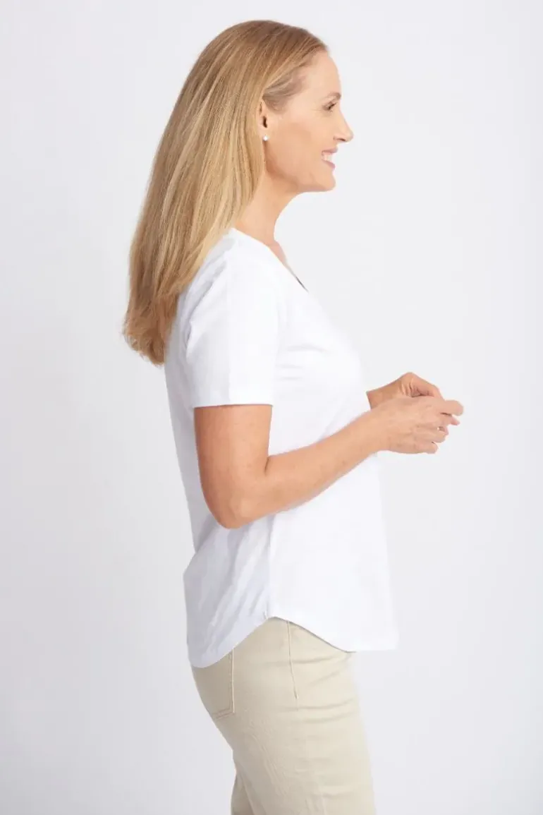 Goondiwindi Cotton Slub V Neck Tee In White