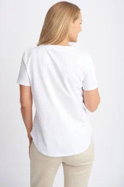Goondiwindi Cotton Slub V Neck Tee In White