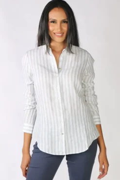 Goondiwindi Cotton Striped Shirt In Sage