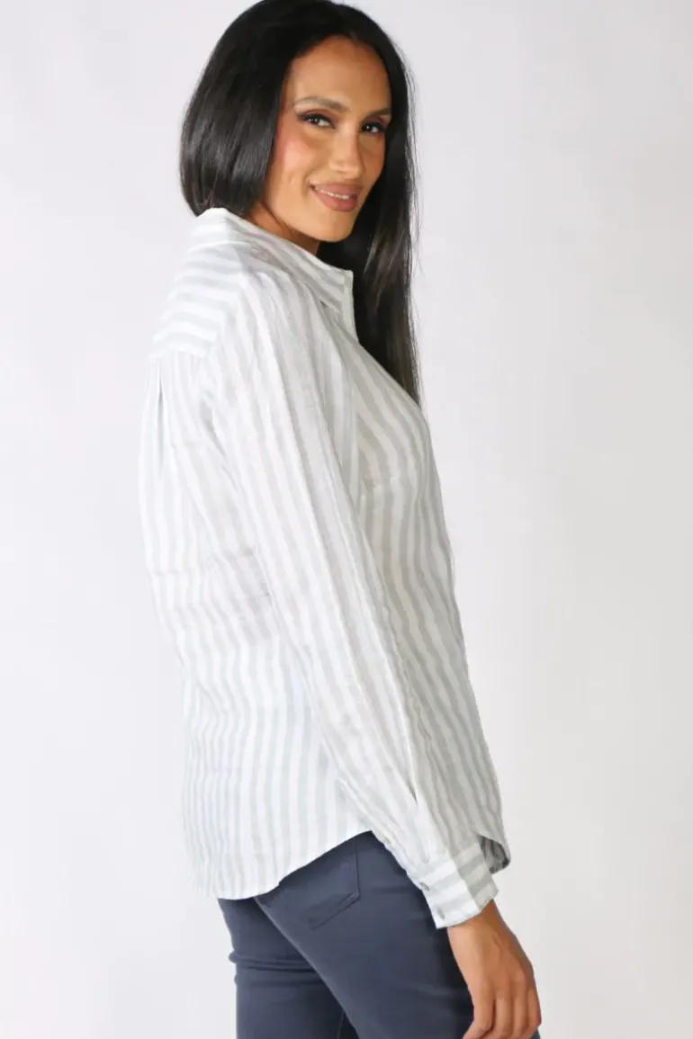 Goondiwindi Cotton Striped Shirt In Sage