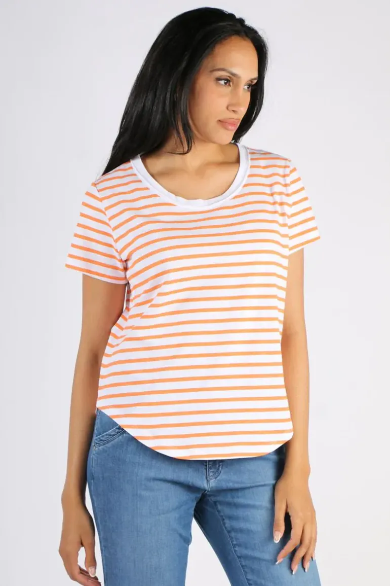Goondiwindi Cotton Stripe Tee In Orange