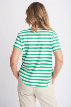 Goondiwindi Cotton Stripe Tee In Green