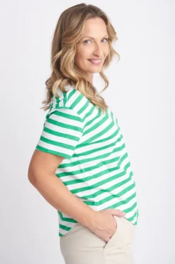 Goondiwindi Cotton Stripe Tee In Green