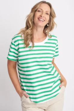 Goondiwindi Cotton Stripe Tee In Green