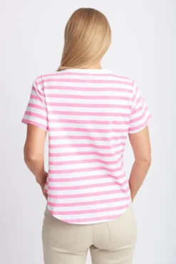 Goondiwindi Cotton Stripe Tee In Pink