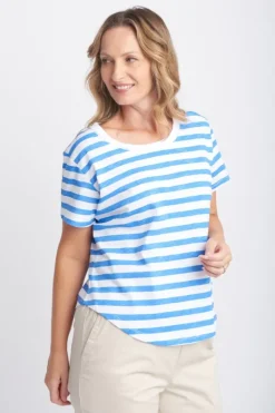 Goondiwindi Cotton Stripe Tee In Regatta