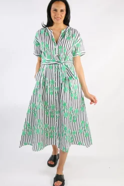 Goondiwindi Linen Maxi Dress Green Aquador Print