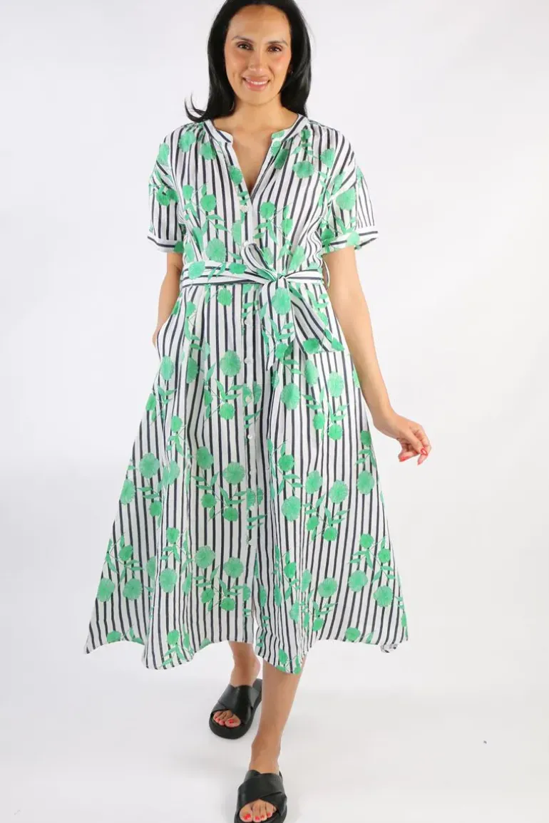 Goondiwindi Linen Maxi Dress Green Aquador Print
