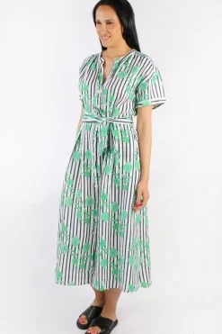 Goondiwindi Linen Maxi Dress Green Aquador Print