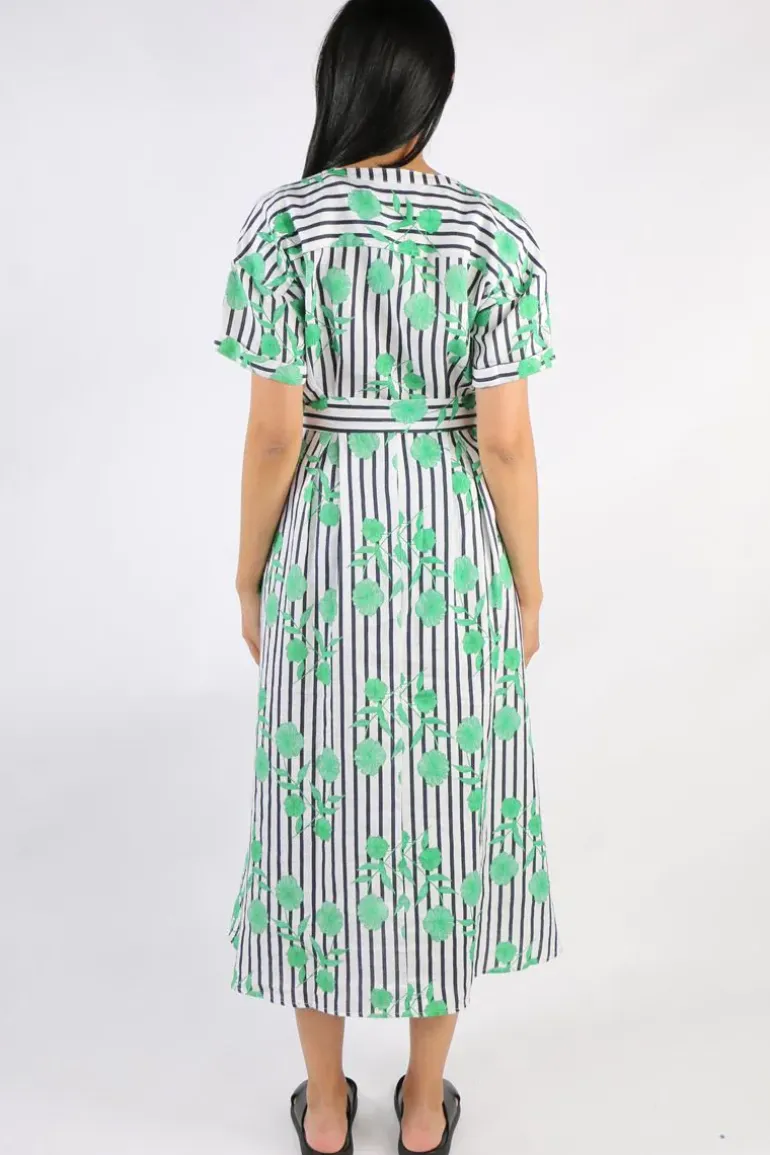 Goondiwindi Linen Maxi Dress Green Aquador Print