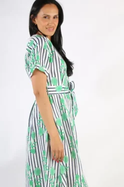 Goondiwindi Linen Maxi Dress Green Aquador Print