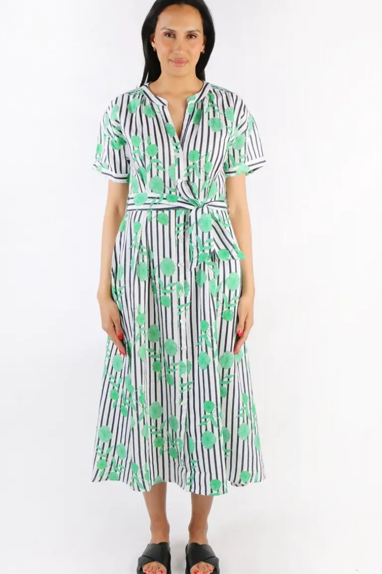 Goondiwindi Linen Maxi Dress Green Aquador Print