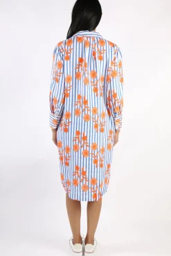 Goondiwindi Linen Shirt Dress Orange Aquador Print