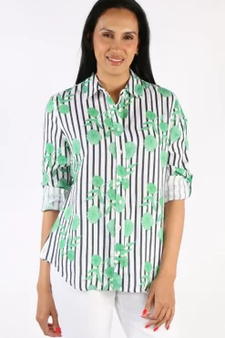 Goondiwindi Linen Shirt In Green Aquador Print