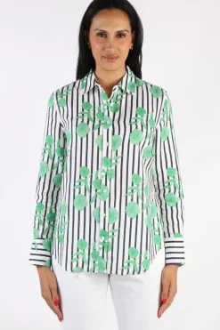 Goondiwindi Linen Shirt In Green Aquador Print