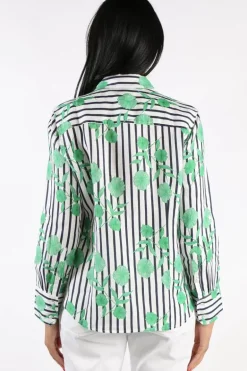 Goondiwindi Linen Shirt In Green Aquador Print