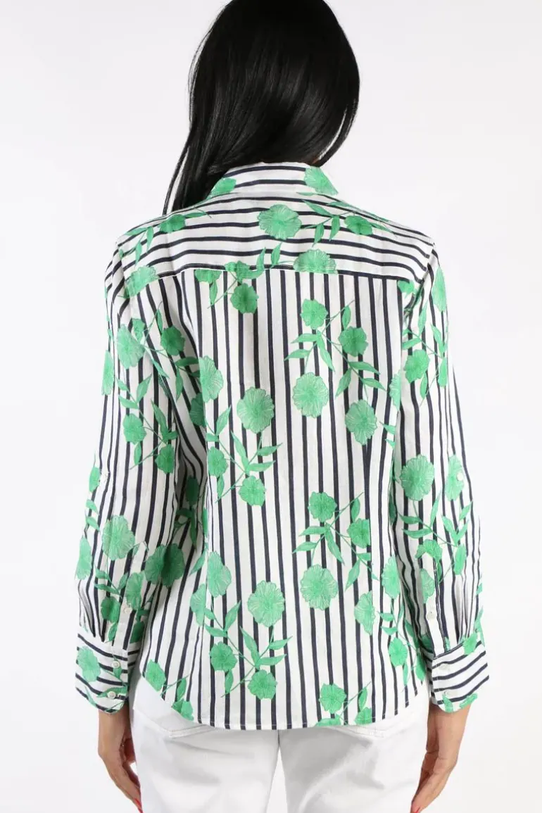 Goondiwindi Linen Shirt In Green Aquador Print