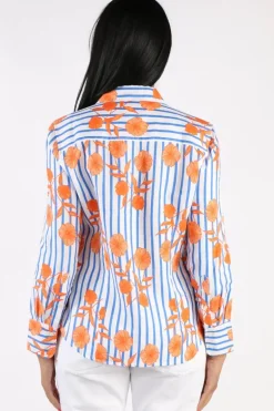 Goondiwindi Linen Shirt In Orange Aquador Print