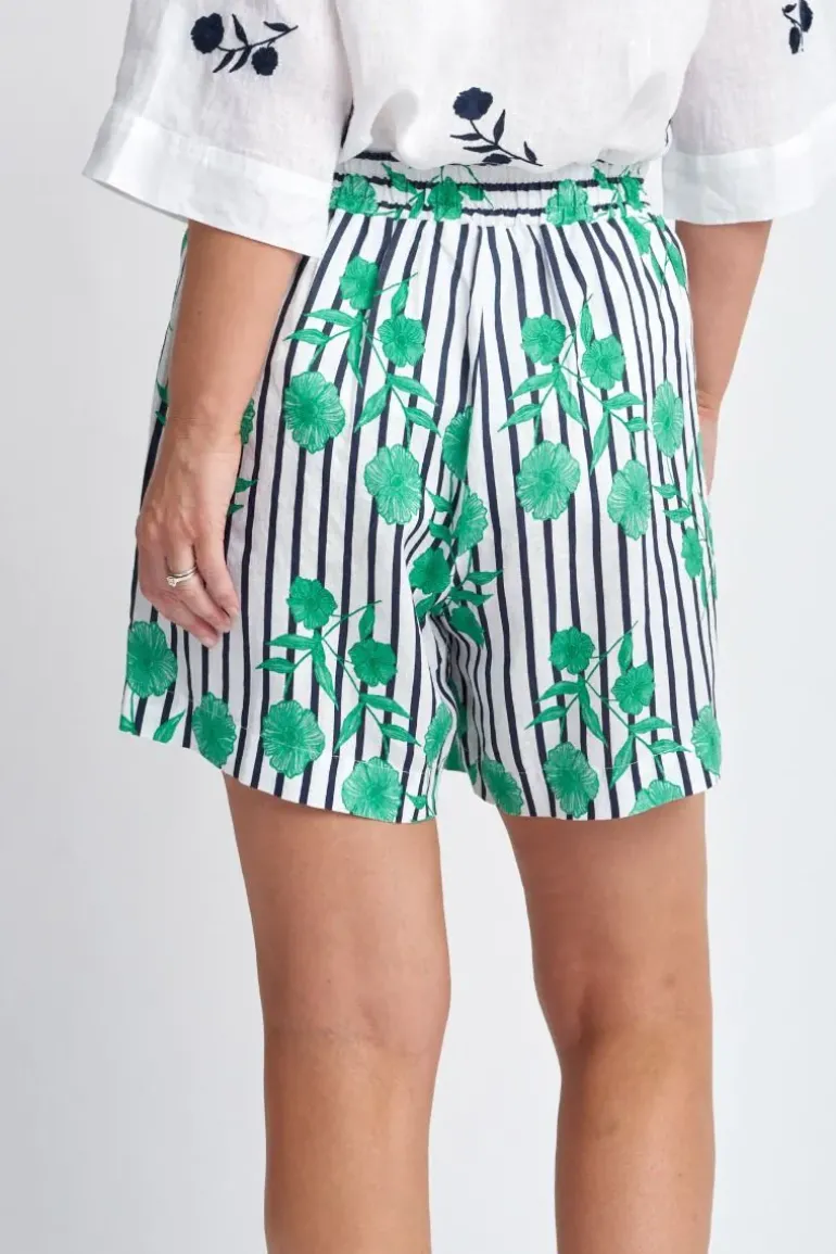 Goondiwindi Linen Shorts In Green Aquador Print