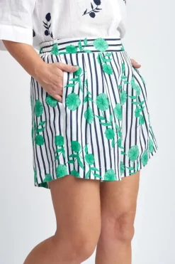 Goondiwindi Linen Shorts In Green Aquador Print