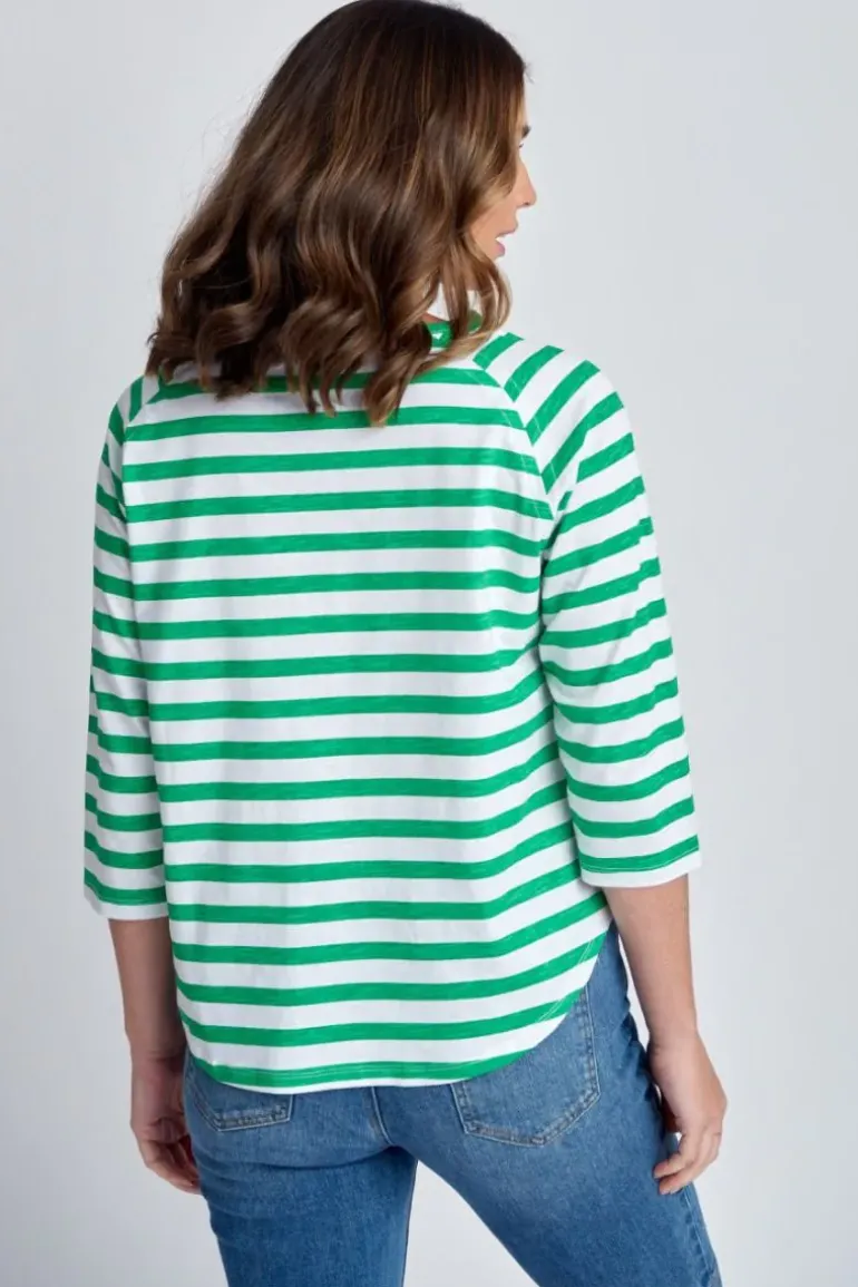 Goondiwindi Stripe Raglan Tee In Green