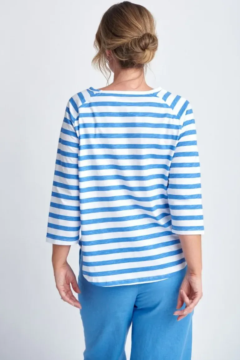 Goondiwindi Stripe Raglan Tee In Regatta