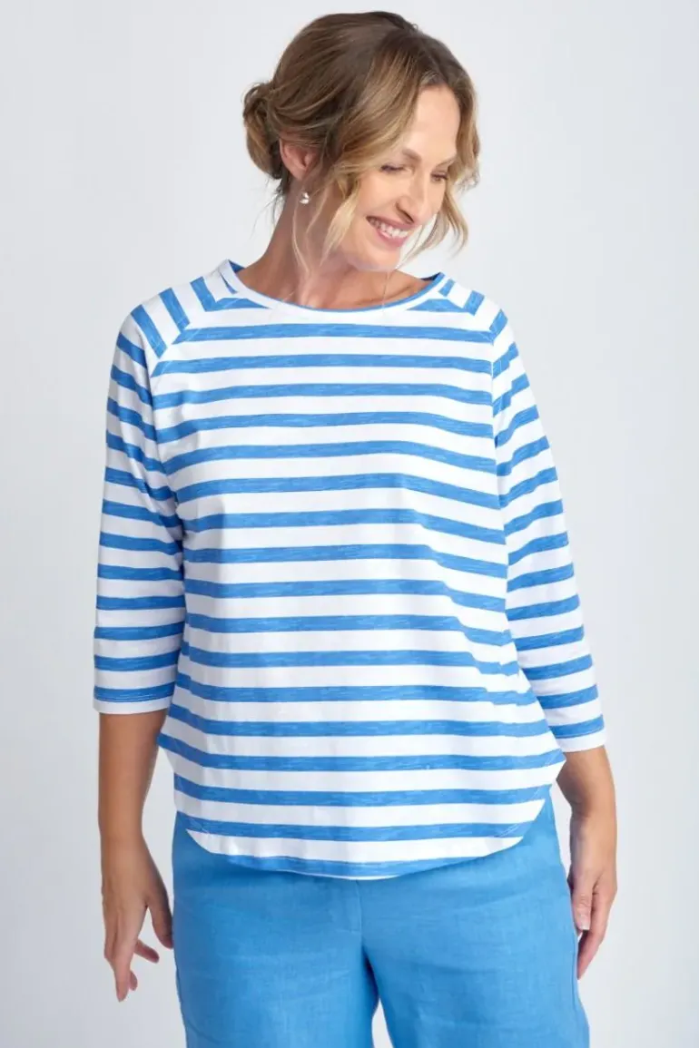 Goondiwindi Stripe Raglan Tee In Regatta