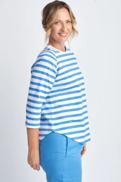 Goondiwindi Stripe Raglan Tee In Regatta