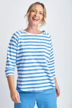 Goondiwindi Stripe Raglan Tee In Regatta