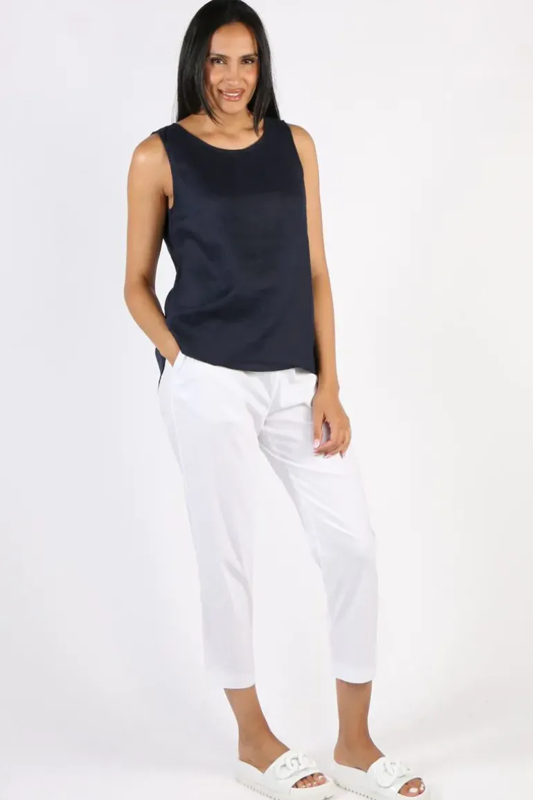 Gordon Smith Bianca Back Button Tank In Navy