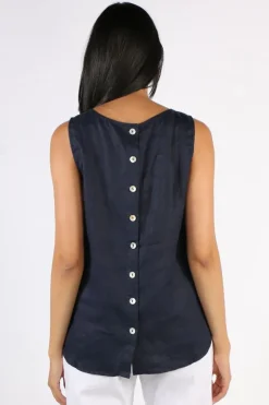 Gordon Smith Bianca Back Button Tank In Navy