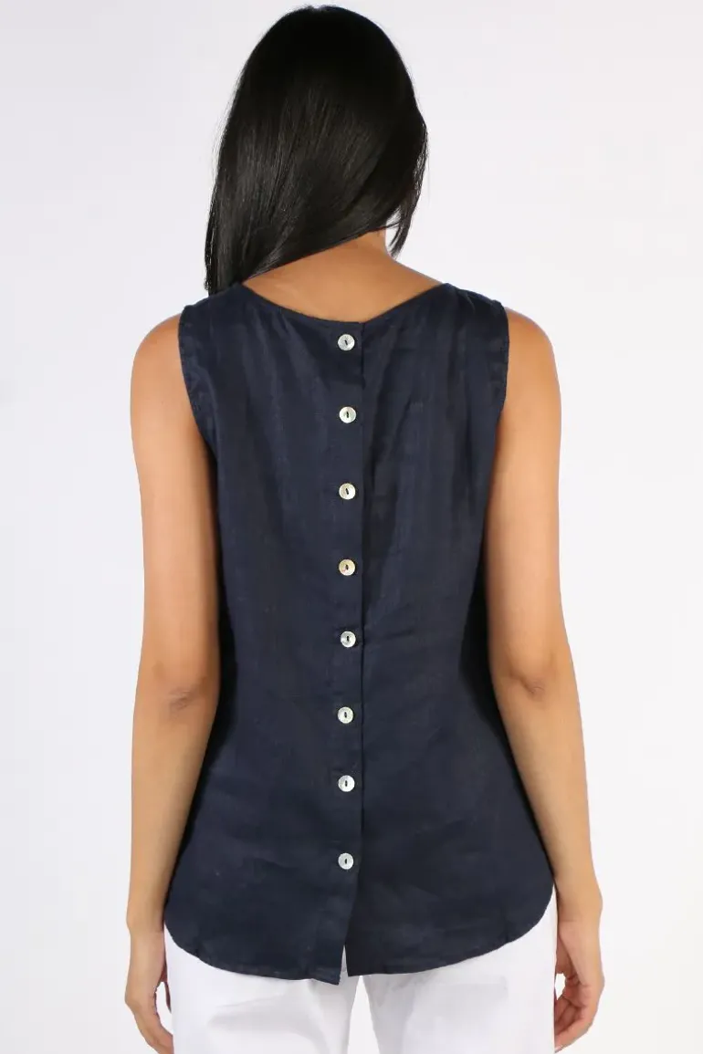 Gordon Smith Bianca Back Button Tank In Navy