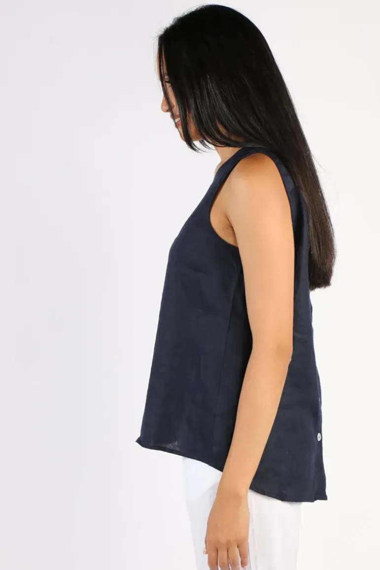 Gordon Smith Bianca Back Button Tank In Navy