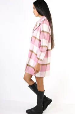 Gordon Smith Check Coat In Pink