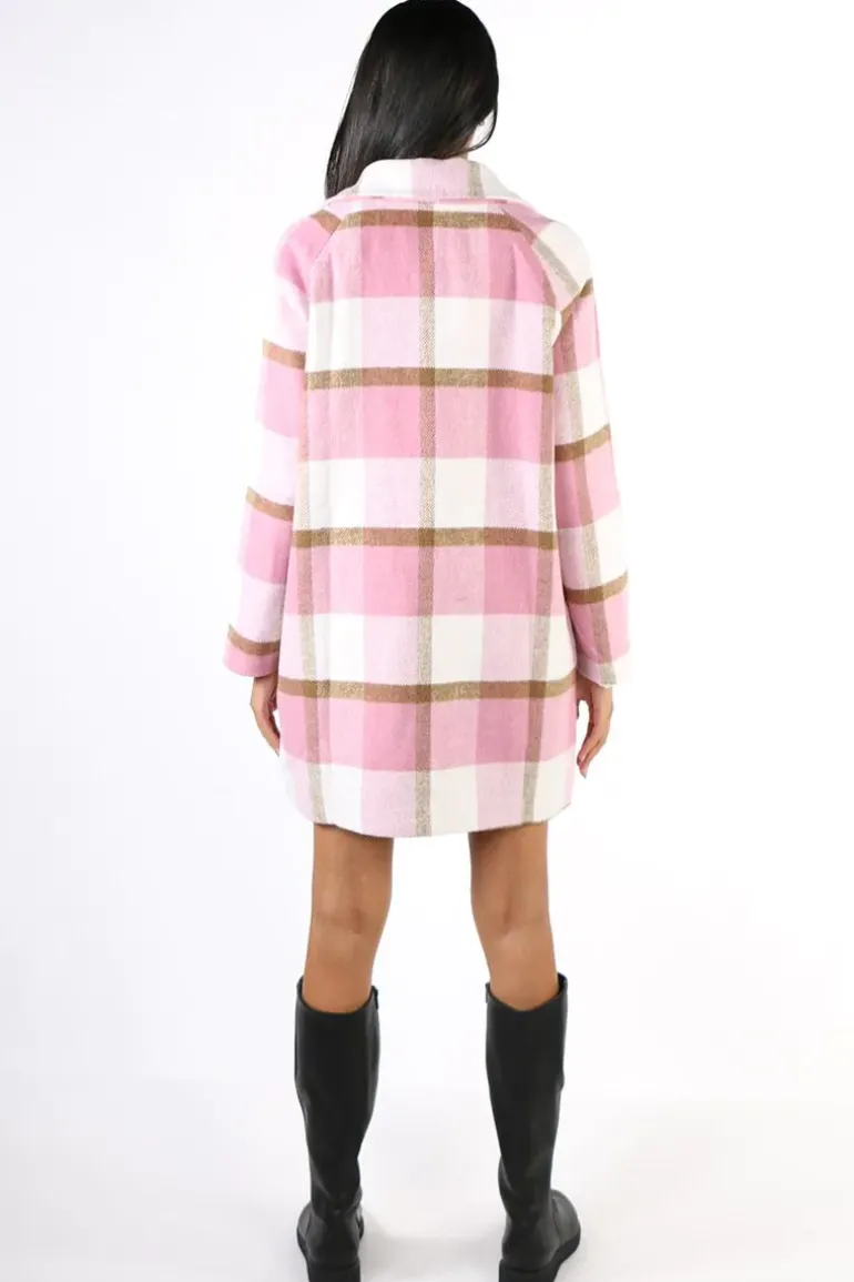 Gordon Smith Check Coat In Pink