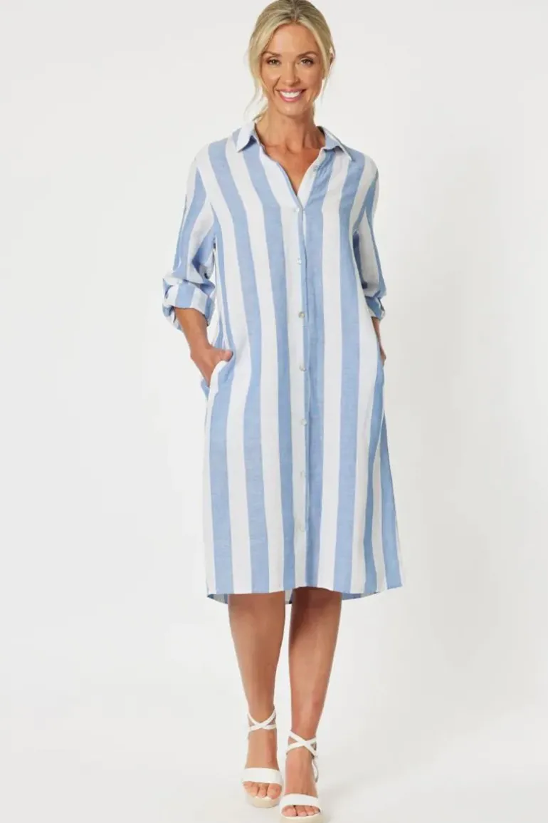 Gordon Smith Hamptons Stripe Dress In Blue