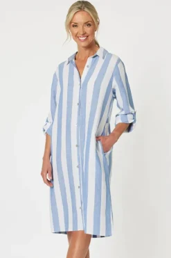 Gordon Smith Hamptons Stripe Dress In Blue