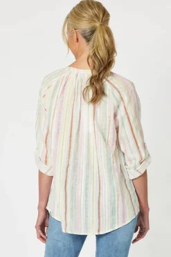 Gordon Smith Newport Cotton Stripe Top In Multi