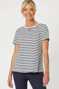 Gordon Smith Short Sleeve Striped Tee In Navy