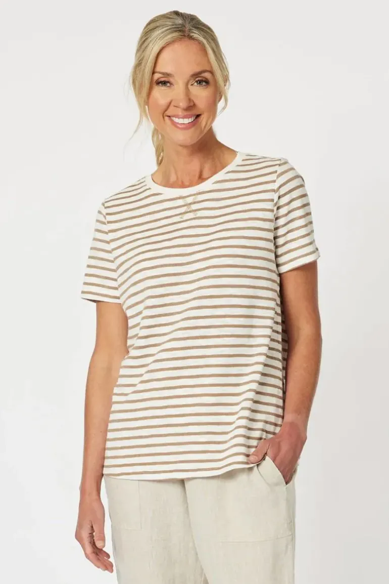 Gordon Smith Short Sleeve Striped Tee In Natural