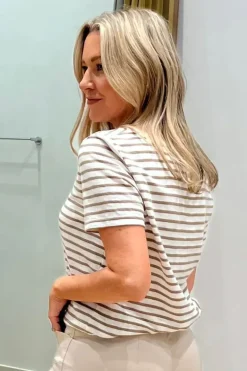 Gordon Smith Short Sleeve Striped Tee In Natural