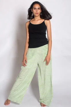 Green Chevron Silk Palazzo Pant By Anupamaa
