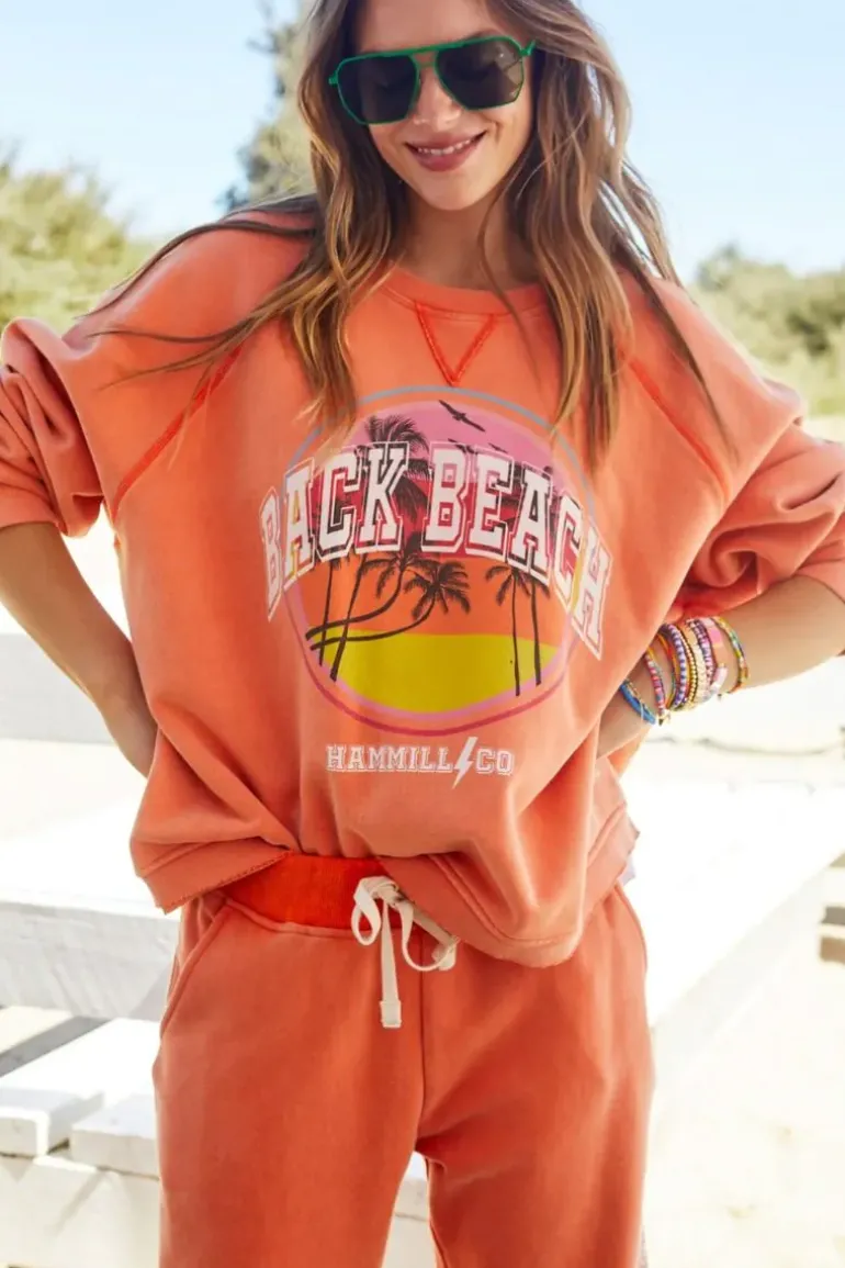 Hammill & Co Back Beach Sweat In Orange