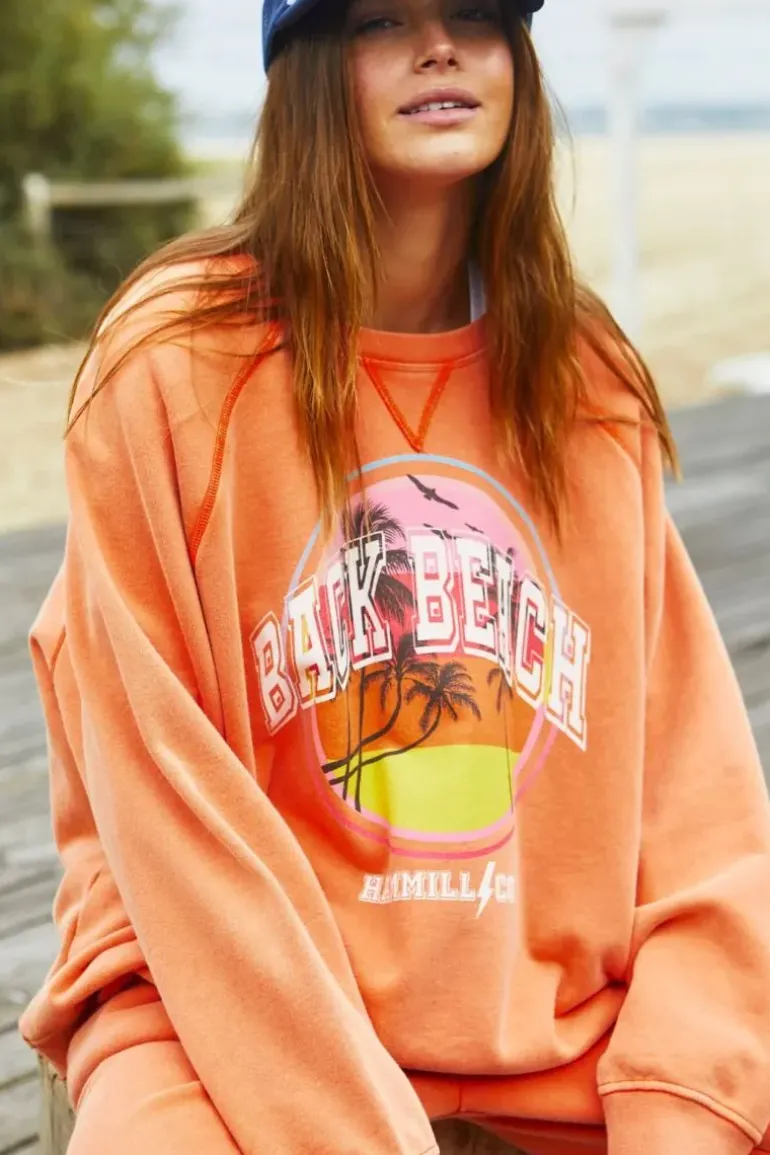 Hammill & Co Back Beach Sweat In Orange