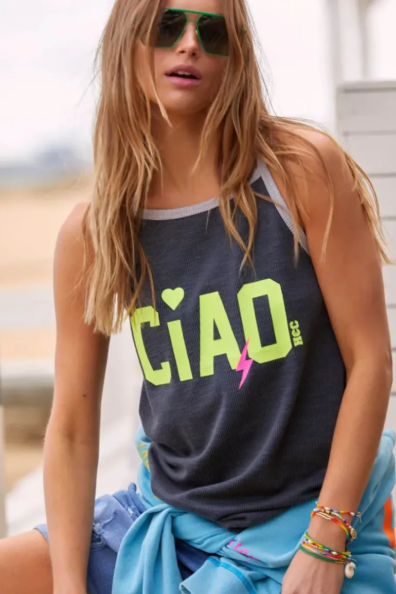 Hammill & Co Ciao Rib Tank In Charcoal