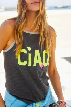 Hammill & Co Ciao Rib Tank In Charcoal