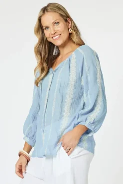 Hammock & Vine Sorrento Top In Blue