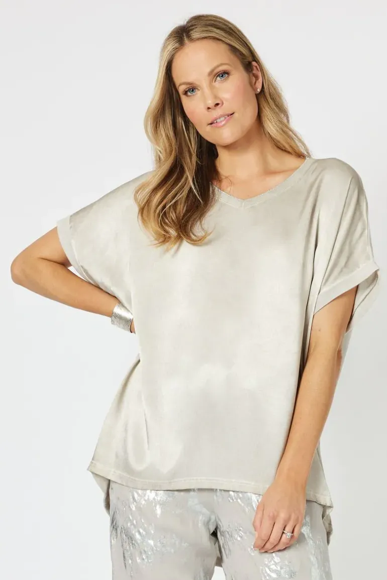 Hammock And Vine Classic V Neck Tshirt In Stone