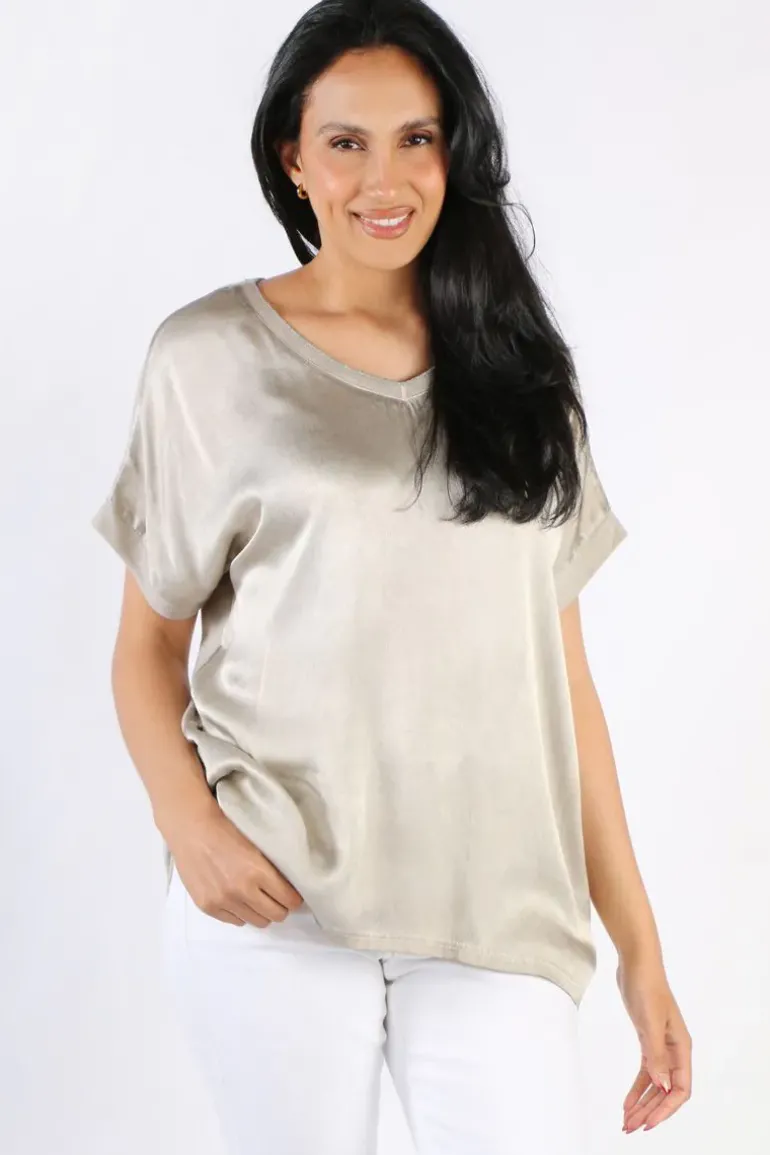 Hammock And Vine Classic V Neck Tshirt In Stone