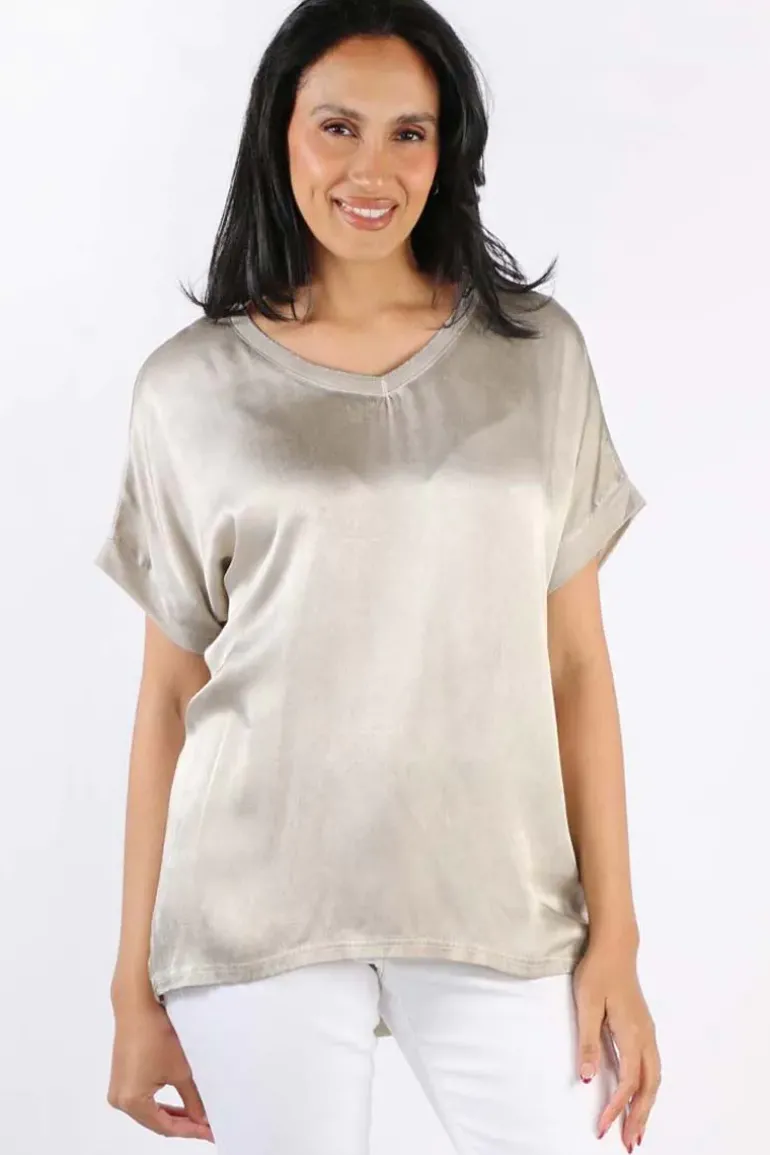 Hammock And Vine Classic V Neck Tshirt In Stone